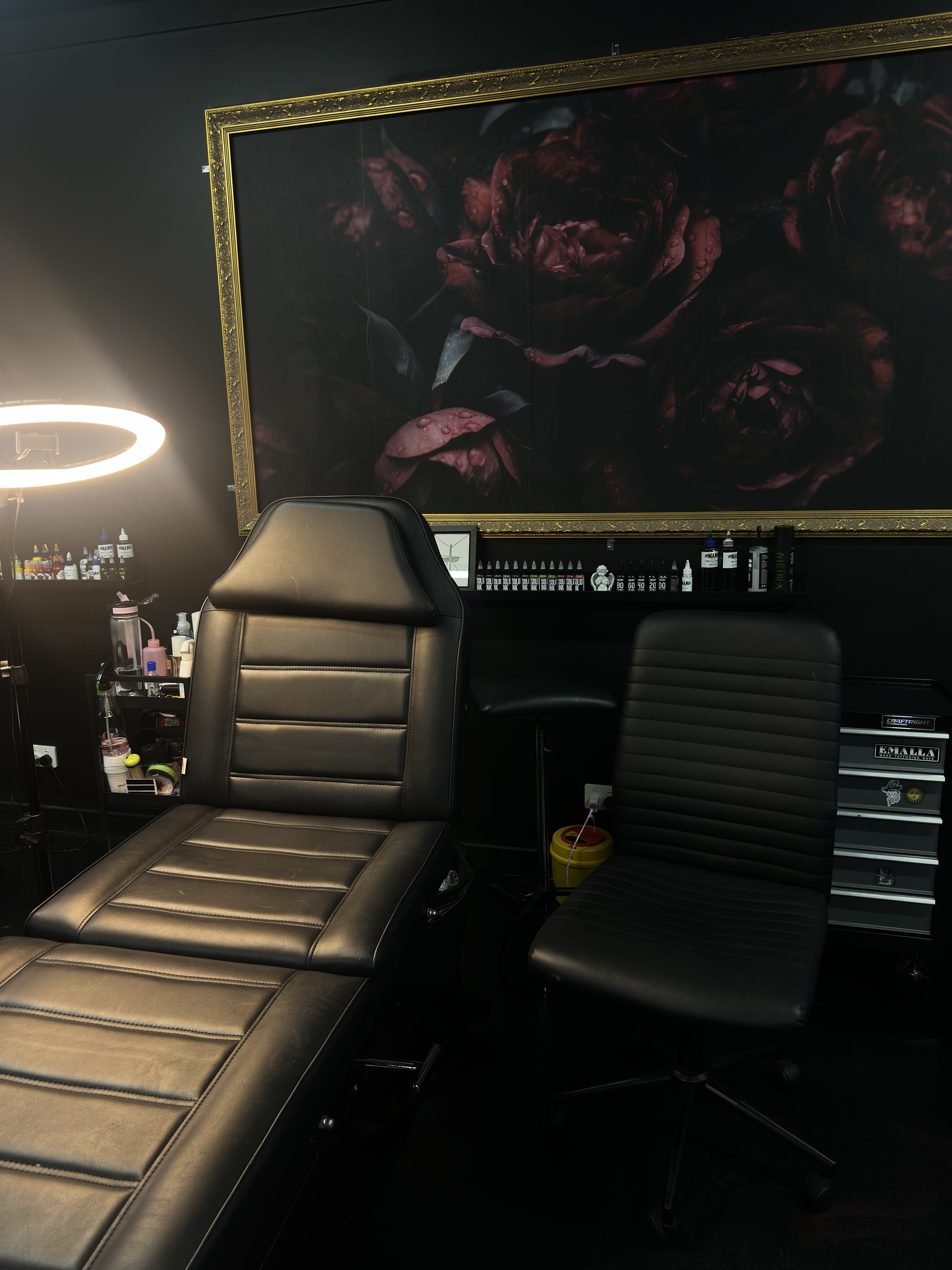 Tattoo artist station at Sweet Symphony Tattoo